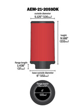 Load image into Gallery viewer, AEM 4 inch x 9 inch Dryflow Element Filter Replacement